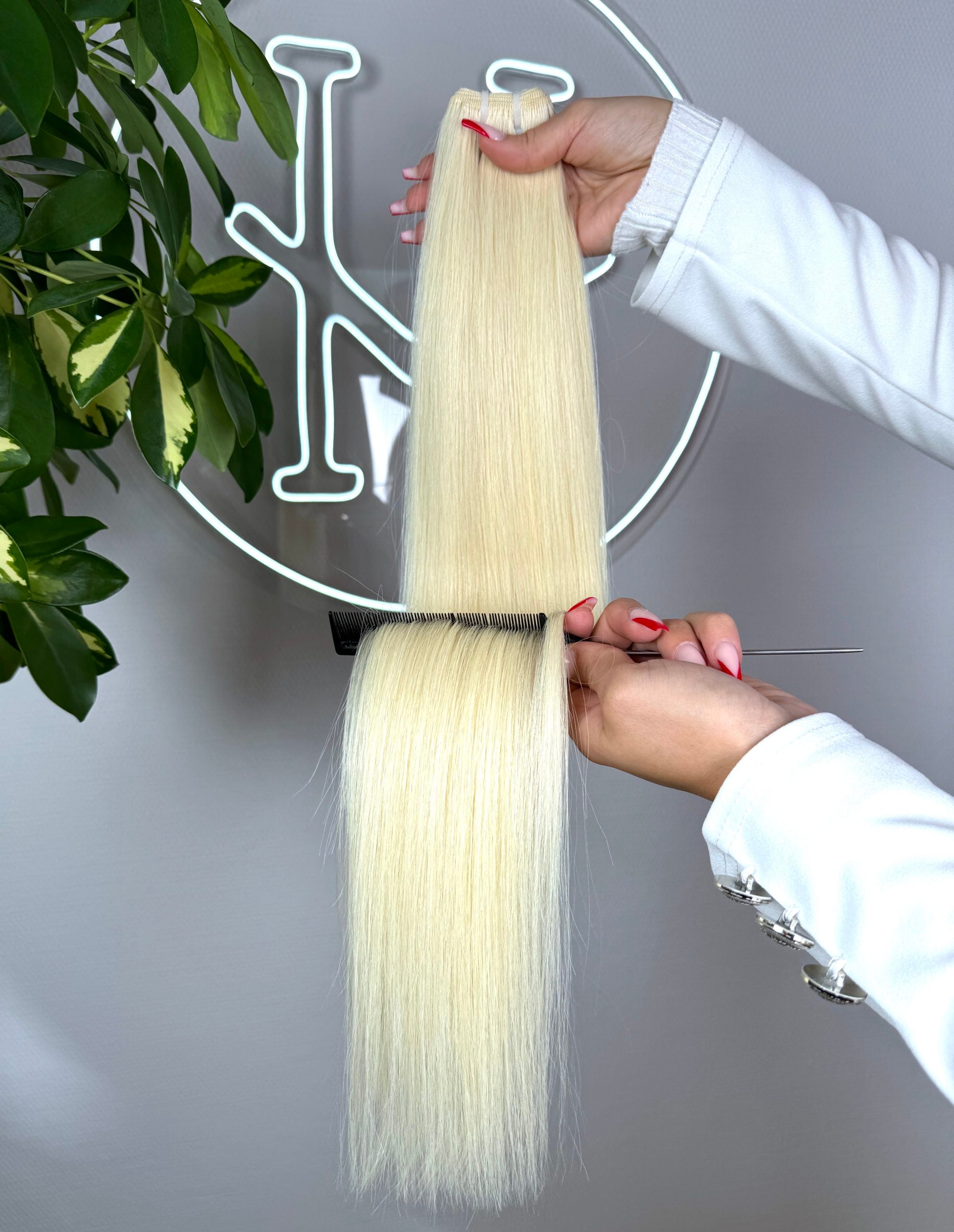 #60 PLATINBLONDE US WELLIGE TRESSEN CLASSIC ECHTHAAR  65CM ♡