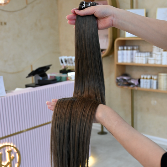 #ESPRESSO BRAUN GENIUS WEFT RUSSISCHES GLATTES HAAR  60CM ♡