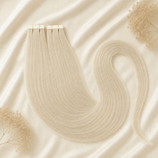 #Silver Aschblond | Echthaar Tape Extensions 65 cm | US Wellig ♡