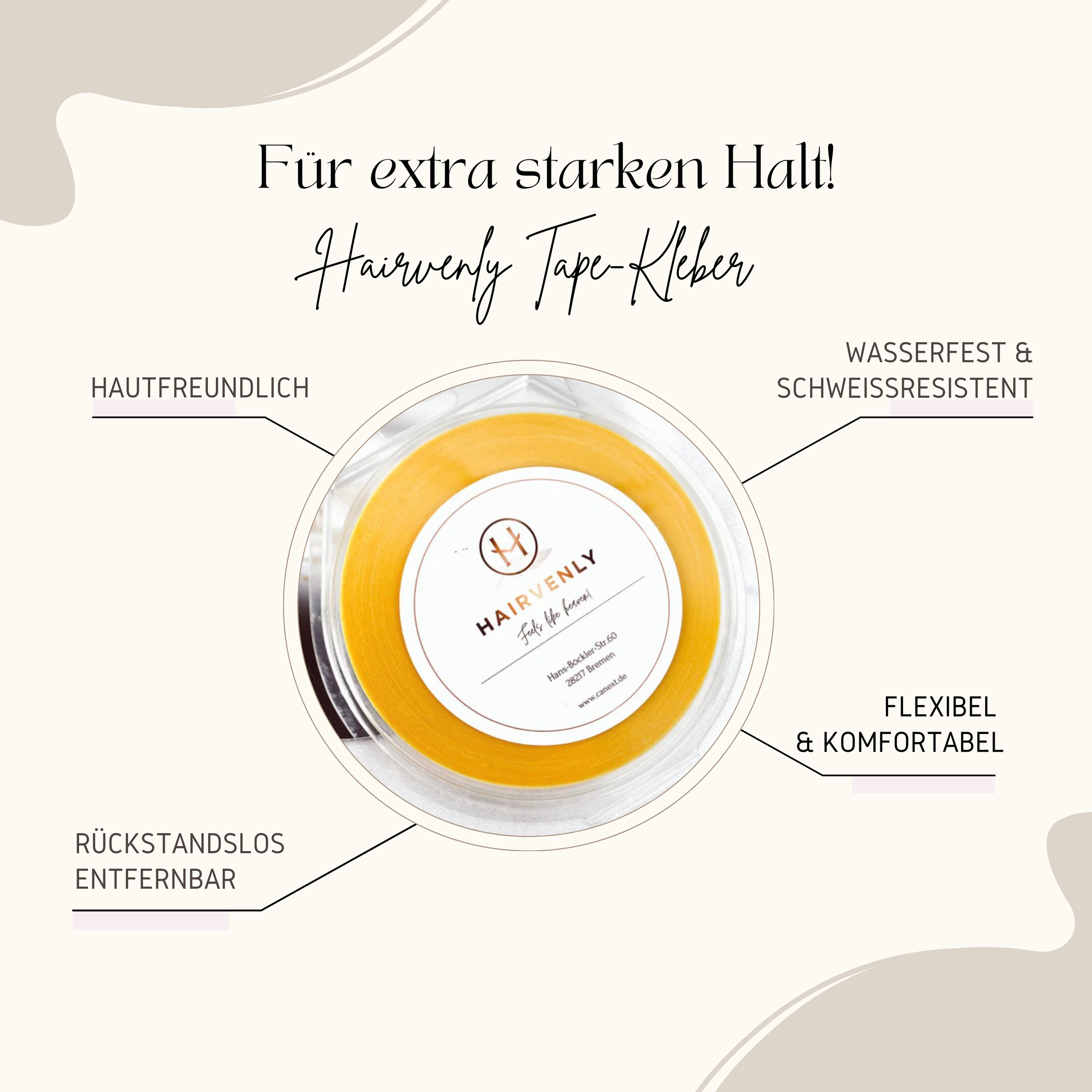 Hairvenly Tape Kleber 2,7m – extra starker Halt für Tape Extensions & Haarverlängerung