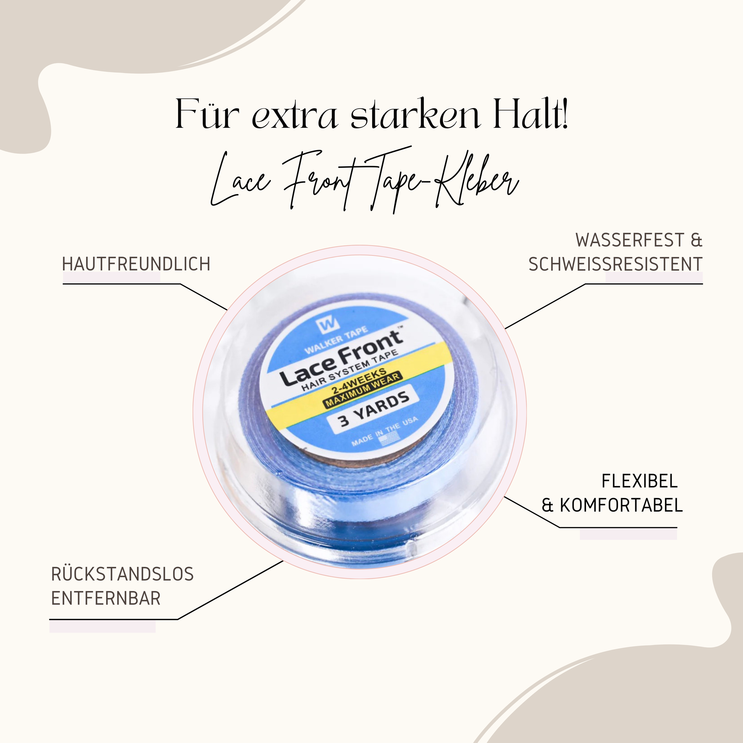 Lace Front Tape Kleber 2,7 m – extra starker Halt für Tape Extensions & Haarverlängerung