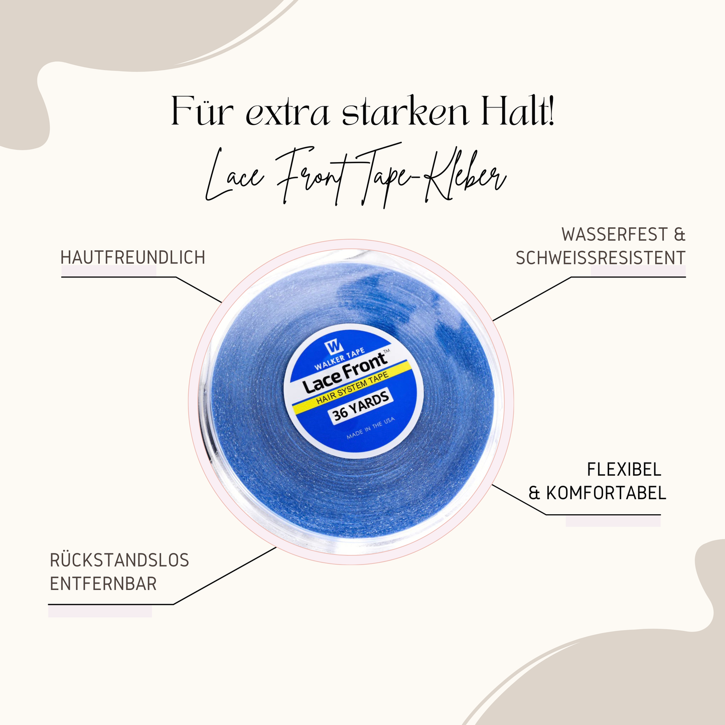 Lace Front Tape Kleber 32 m – extra starker Halt für Tape Extensions & Haarverlängerung