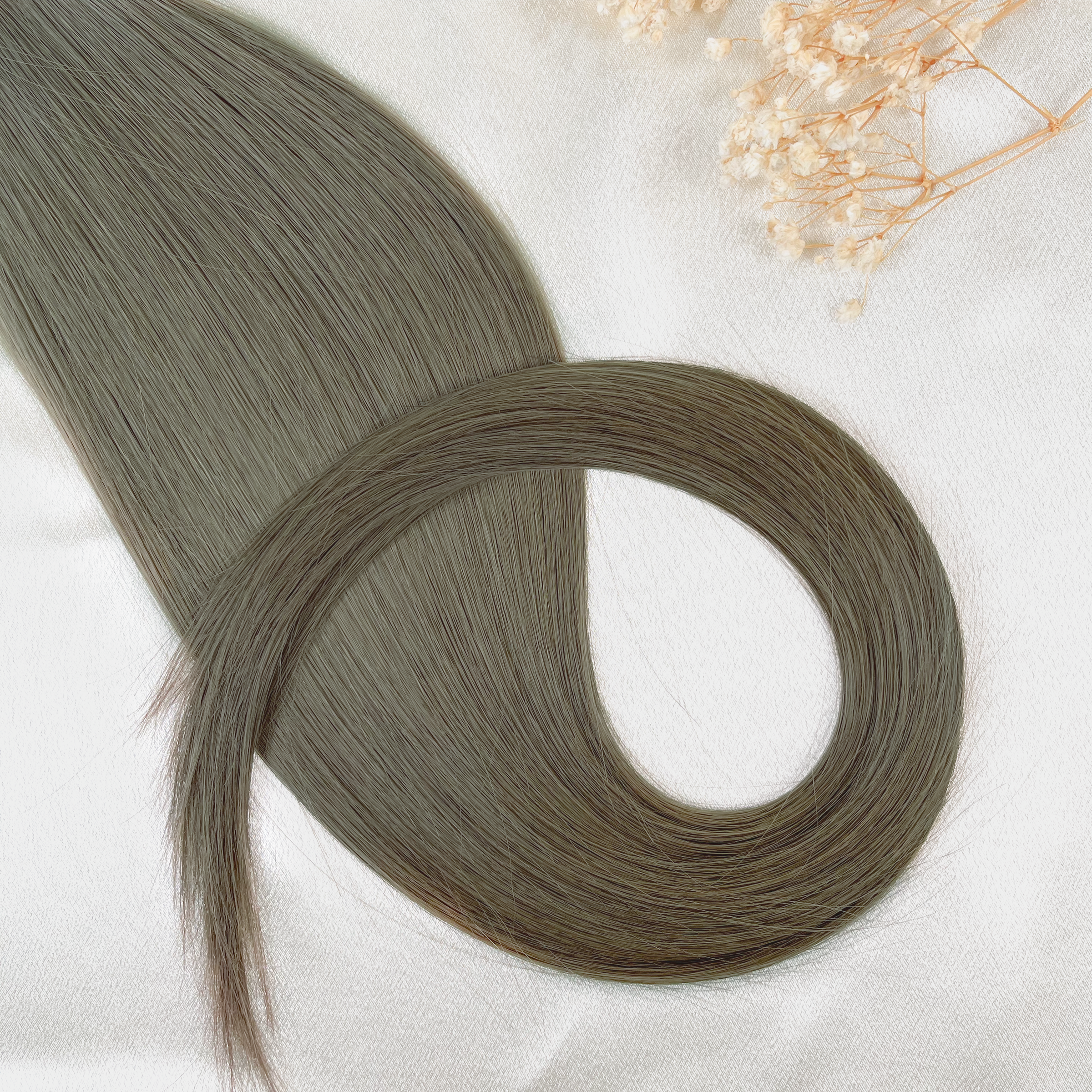 Smoky Taupe | Echthaar Tressen – Invisible Butterfly, glatt (RU)