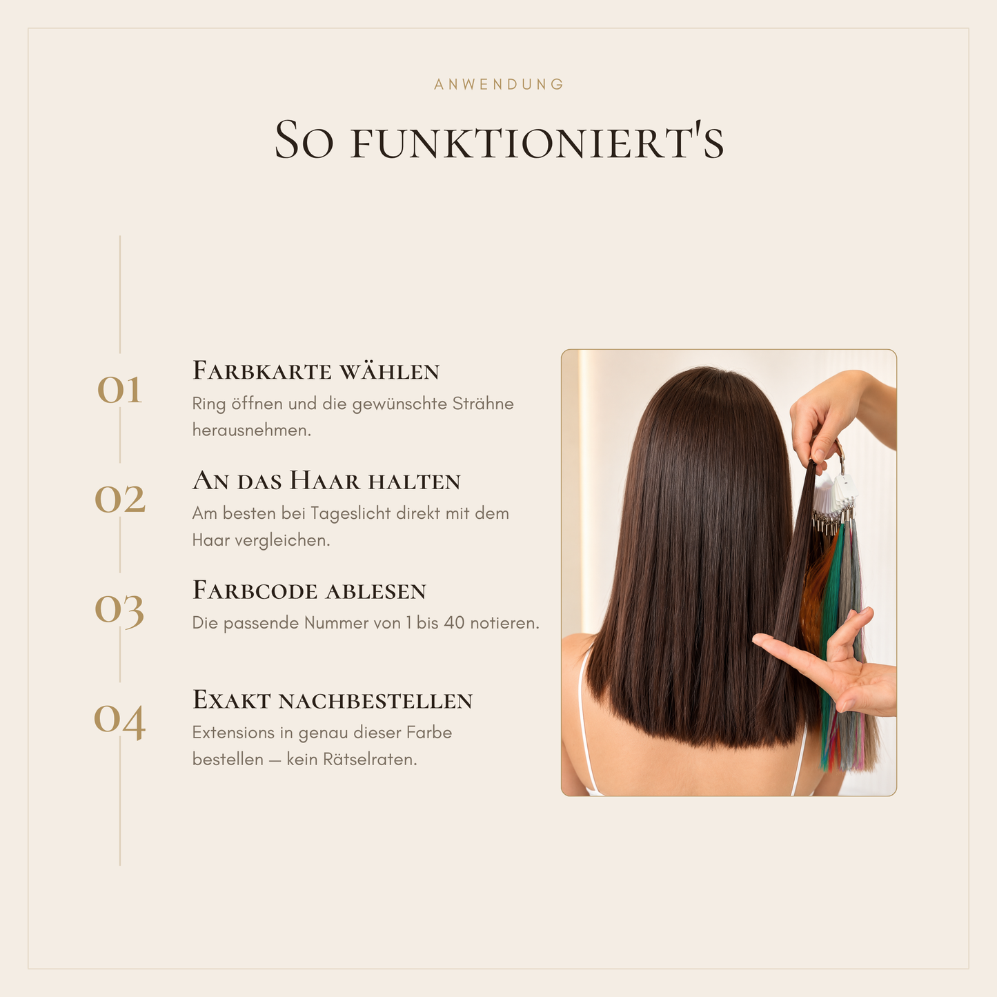 Usbekischer Echthaar-Farbring – 40 Premium-Farbtöne für professionelle Farbberatung - Hairvenly Zubehör