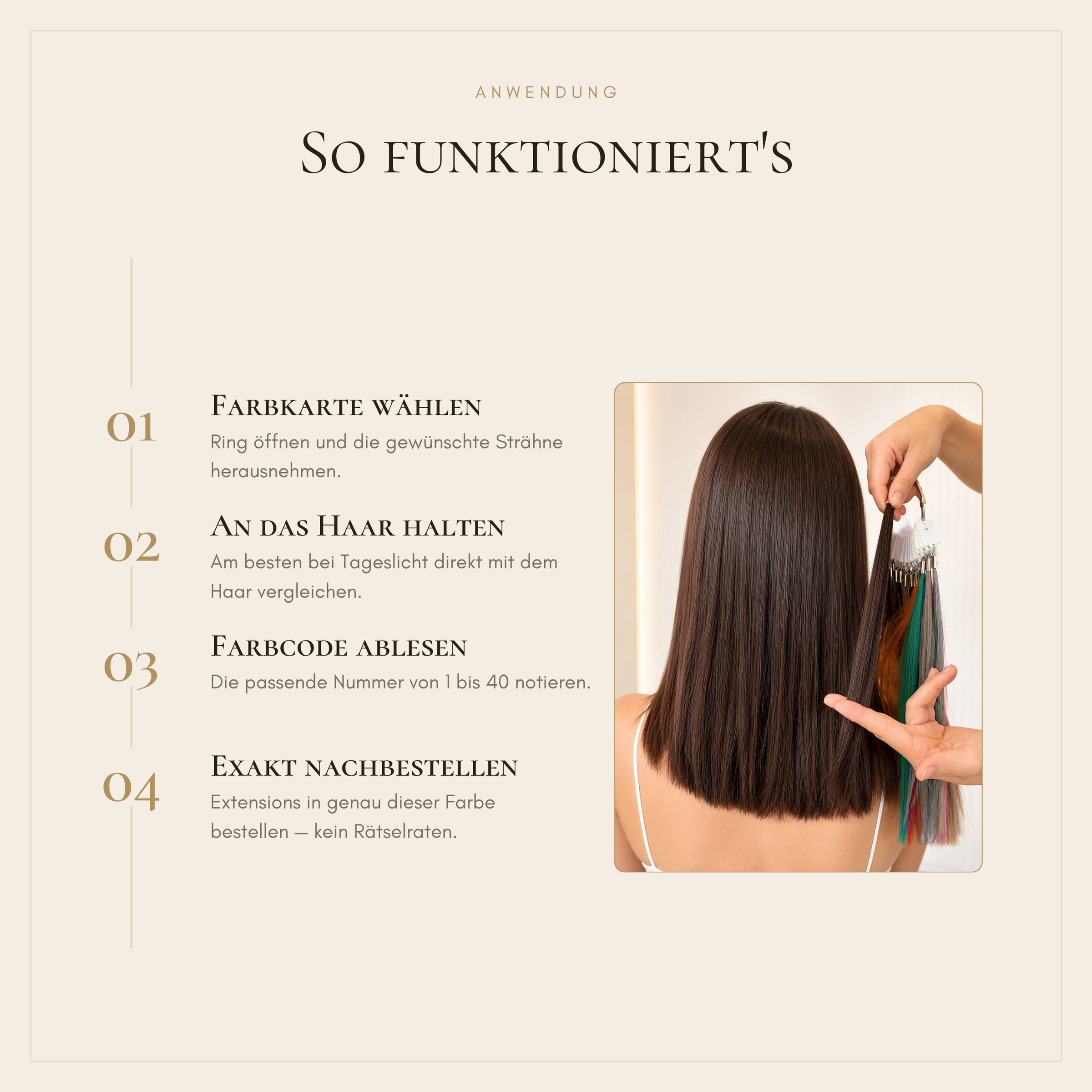 Usbekischer Echthaar-Farbring – 40 Premium-Farbtöne für professionelle Farbberatung - Hairvenly Zubehör