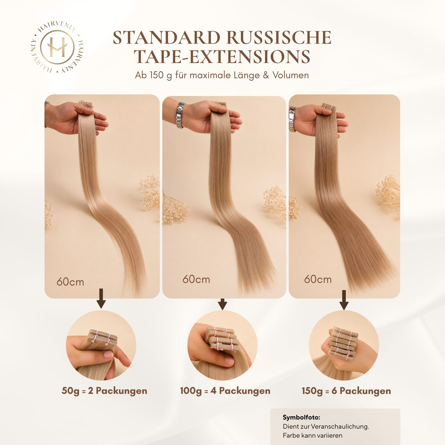 #LATTE BROWN - KÜHLES HELLBRAUN STANDARD RUSSISCHE TAPE EXTENSIONS GLATT ♡