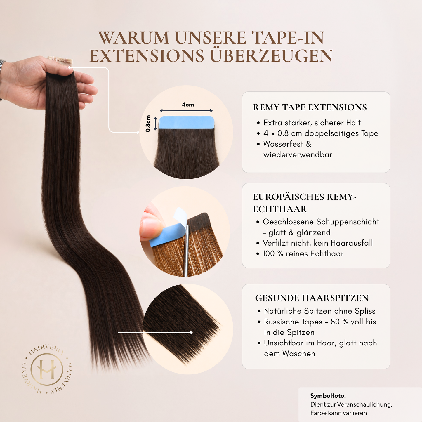#LATTE BROWN - KÜHLES HELLBRAUN STANDARD RUSSISCHE TAPE EXTENSIONS GLATT ♡