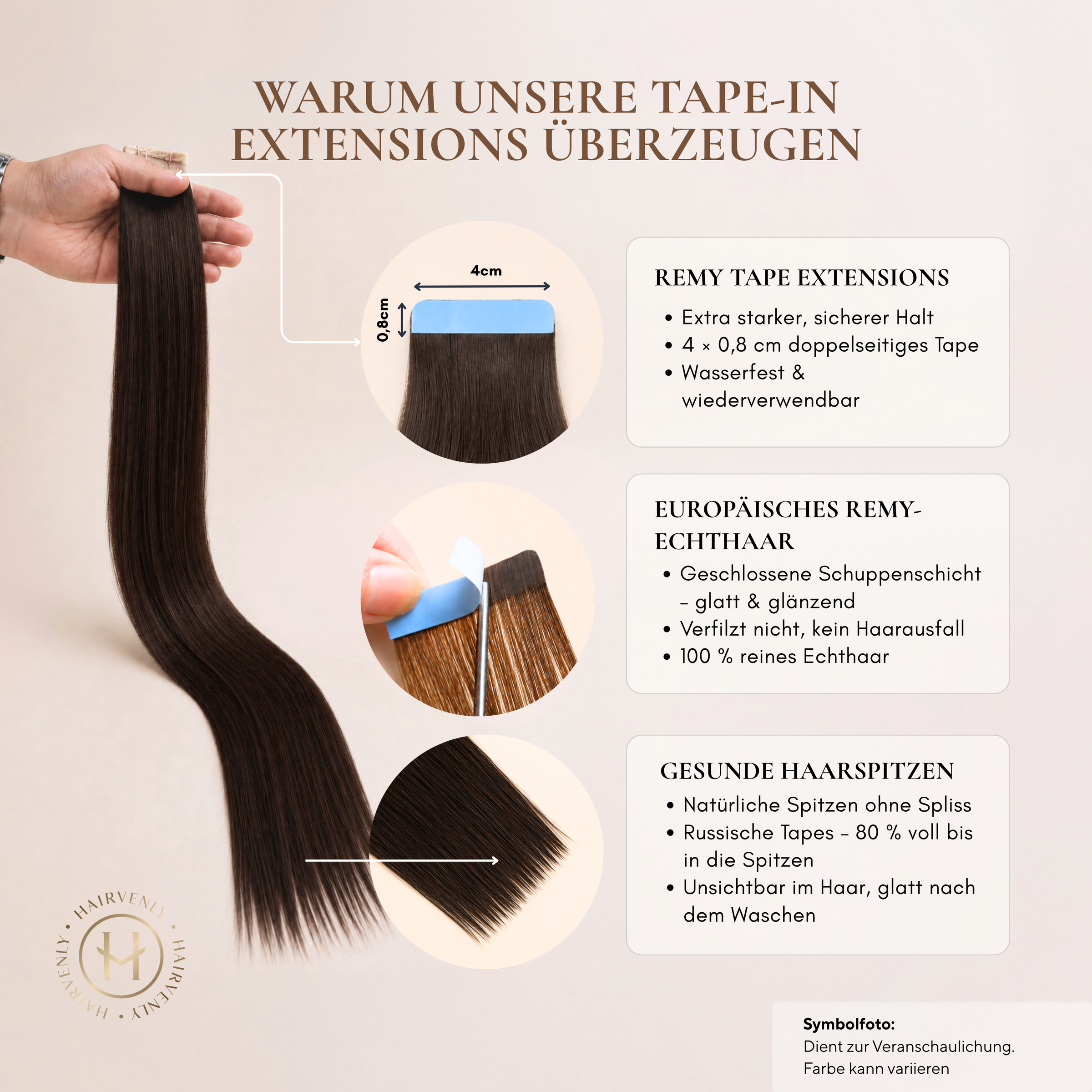 #LATTE BROWN - KÜHLES HELLBRAUN STANDARD RUSSISCHE TAPE EXTENSIONS GLATT ♡