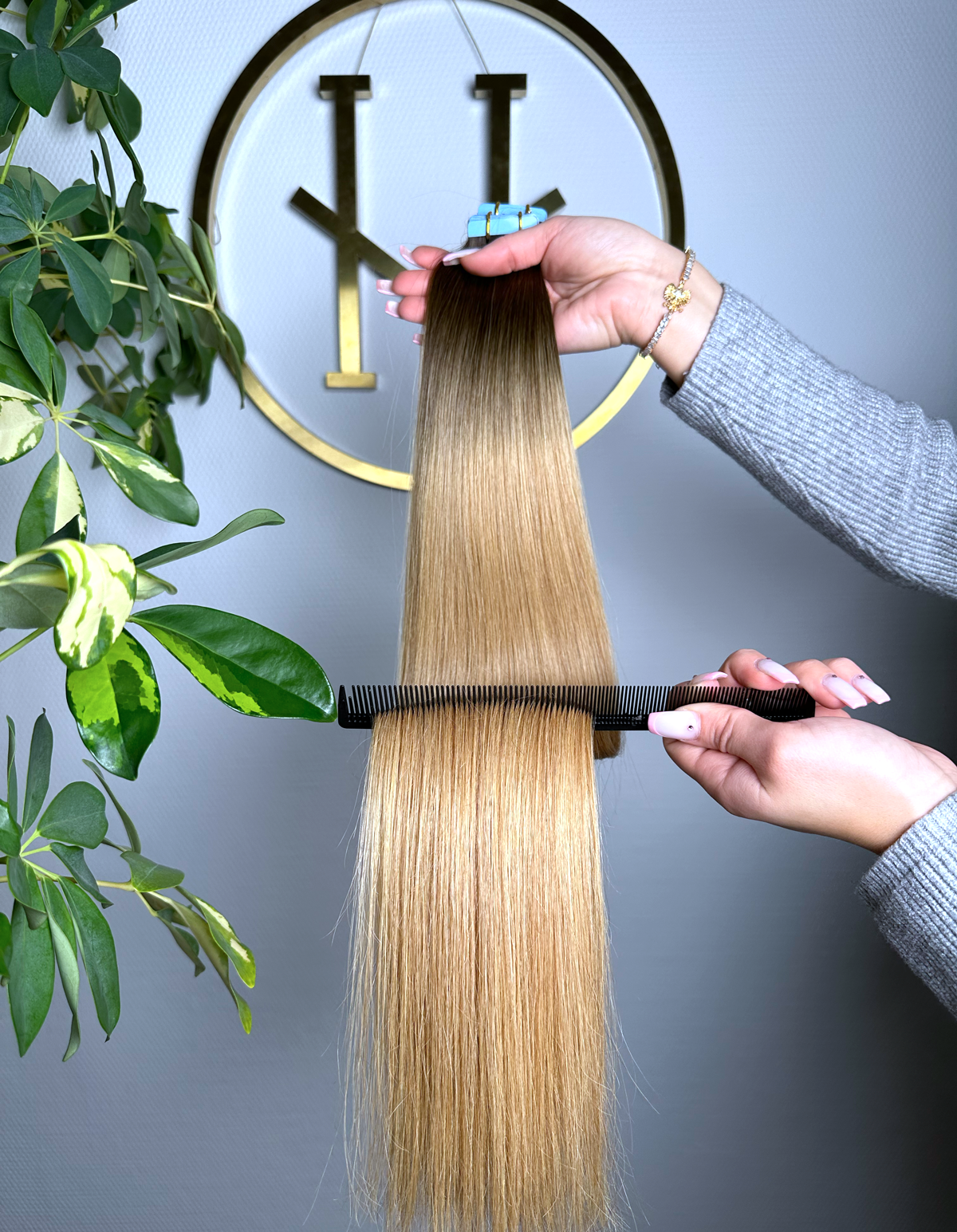 #2T14A DUNKELBLOND OMBRÉ TAPE EXTENSIONS 45CM ♡