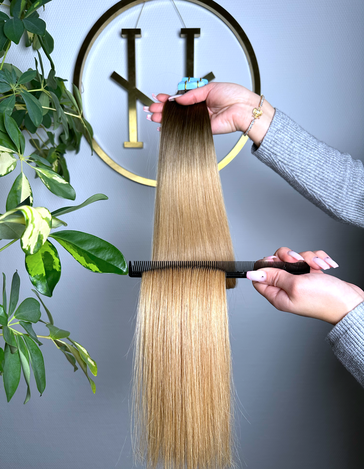 #2T14A DUNKELBLOND OMBRÉ US WELLIGE TAPE EXTENSIONS 55CM ♡
