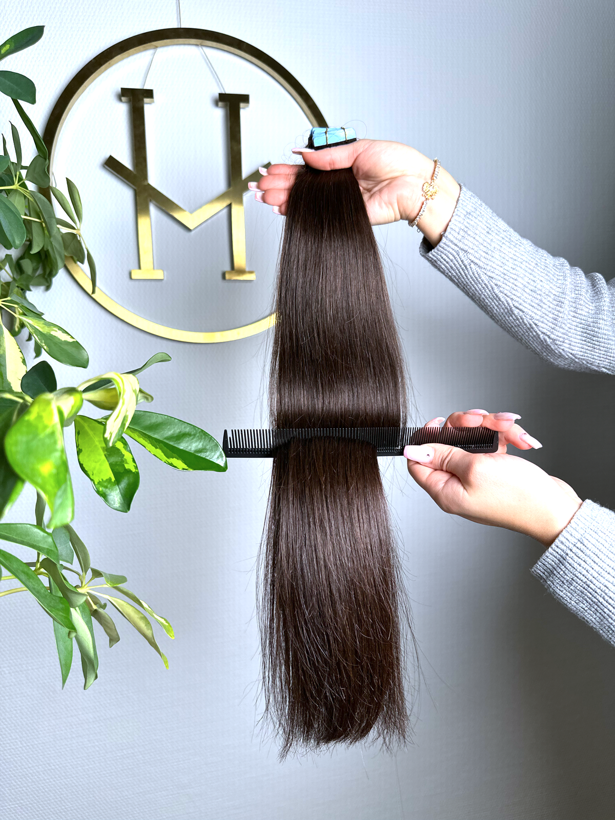 #2E DUNKELBRAUNE US WELLIGE TAPE EXTENSIONS 65CM ♡