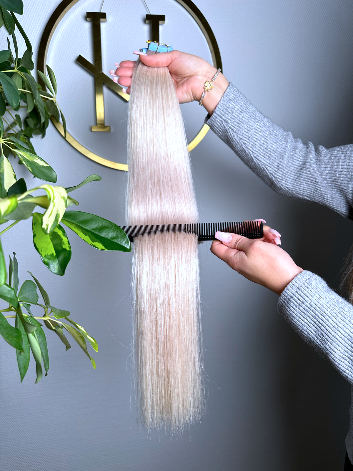 #PEARL WHITE WEIßBLONDE US WELLIGE TAPE EXTENSIONS 55CM ♡