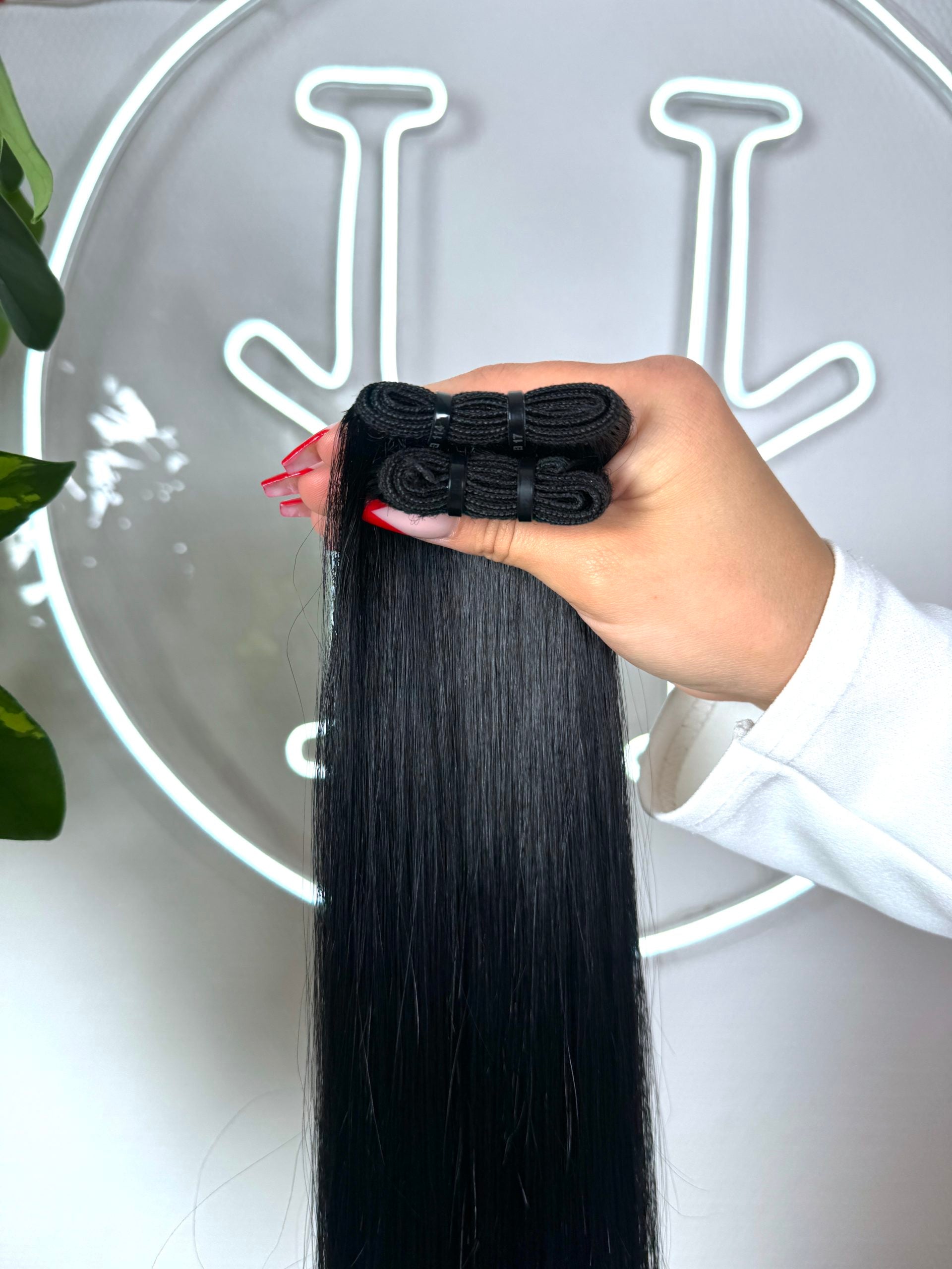 #1A SCHWARZE US WELLIGE TRESSEN CLASSIC ECHTHAAR  65CM ♡