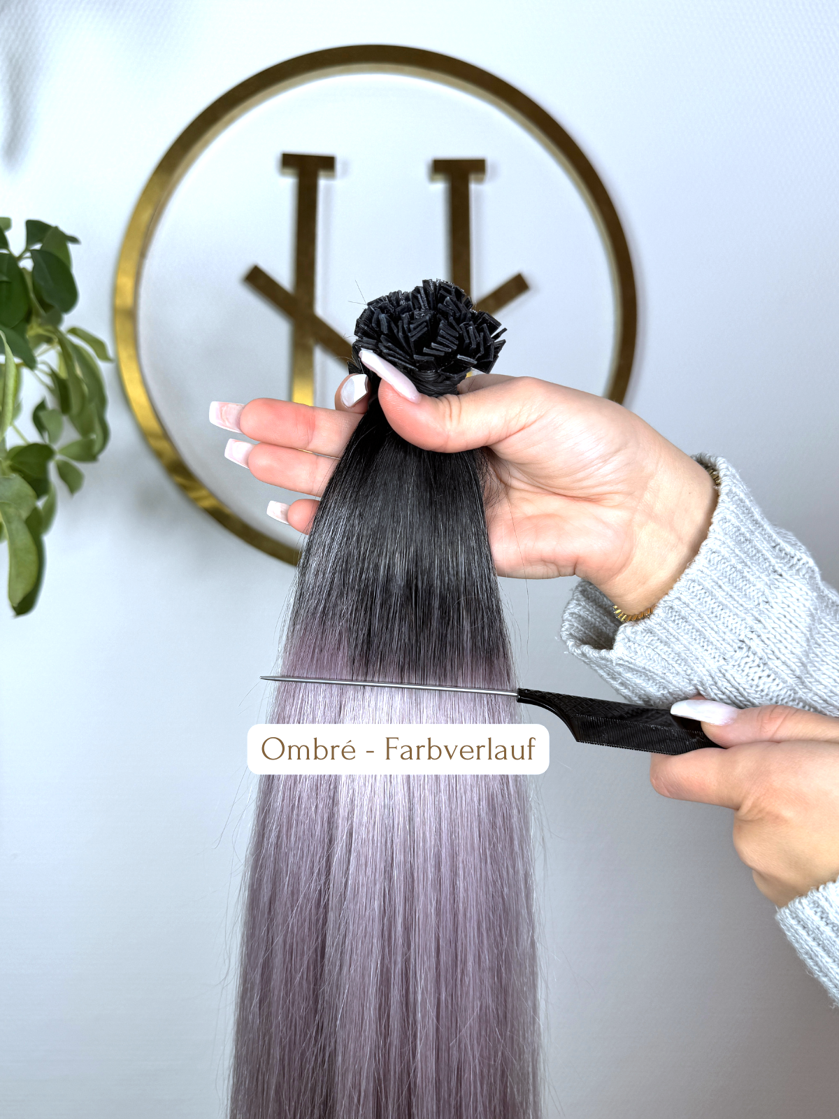 #NATURAL/GREY KERATIN BONDINGS GRAU OMBRÉ 65CM