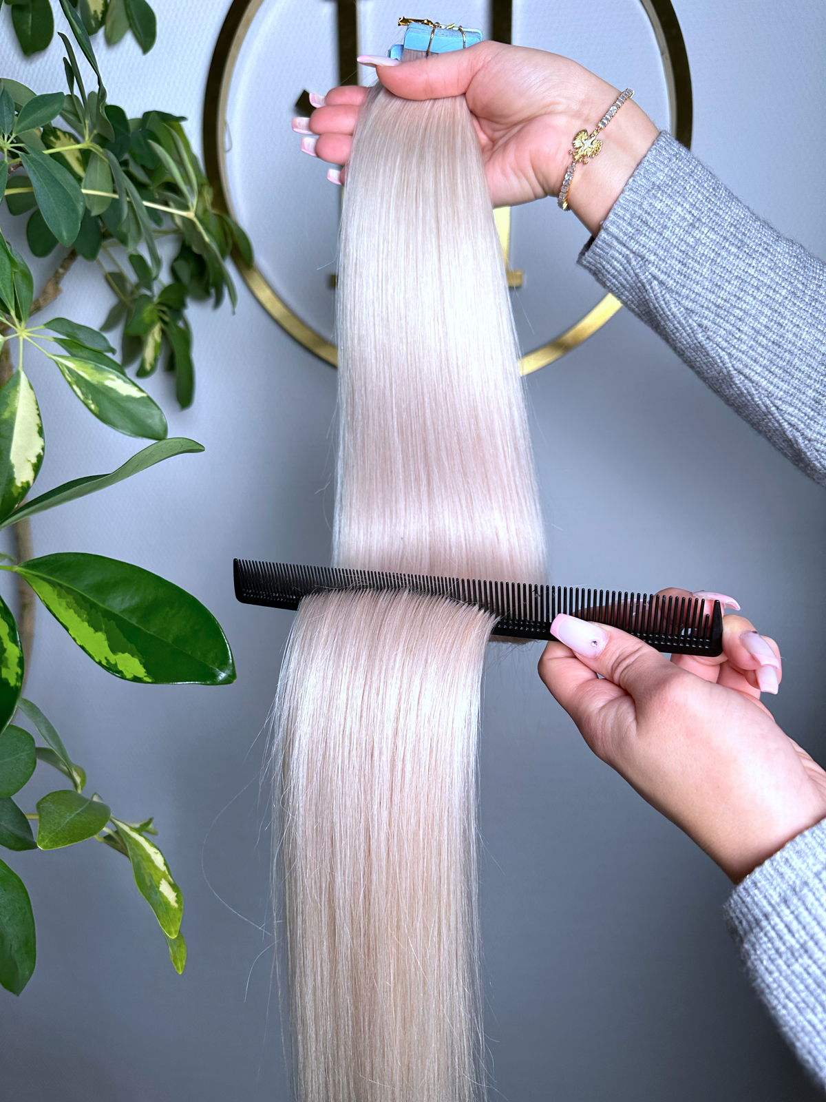 #PEARL WHITE WEIßBLONDE US WELLIGE TAPE EXTENSIONS 65CM ♡