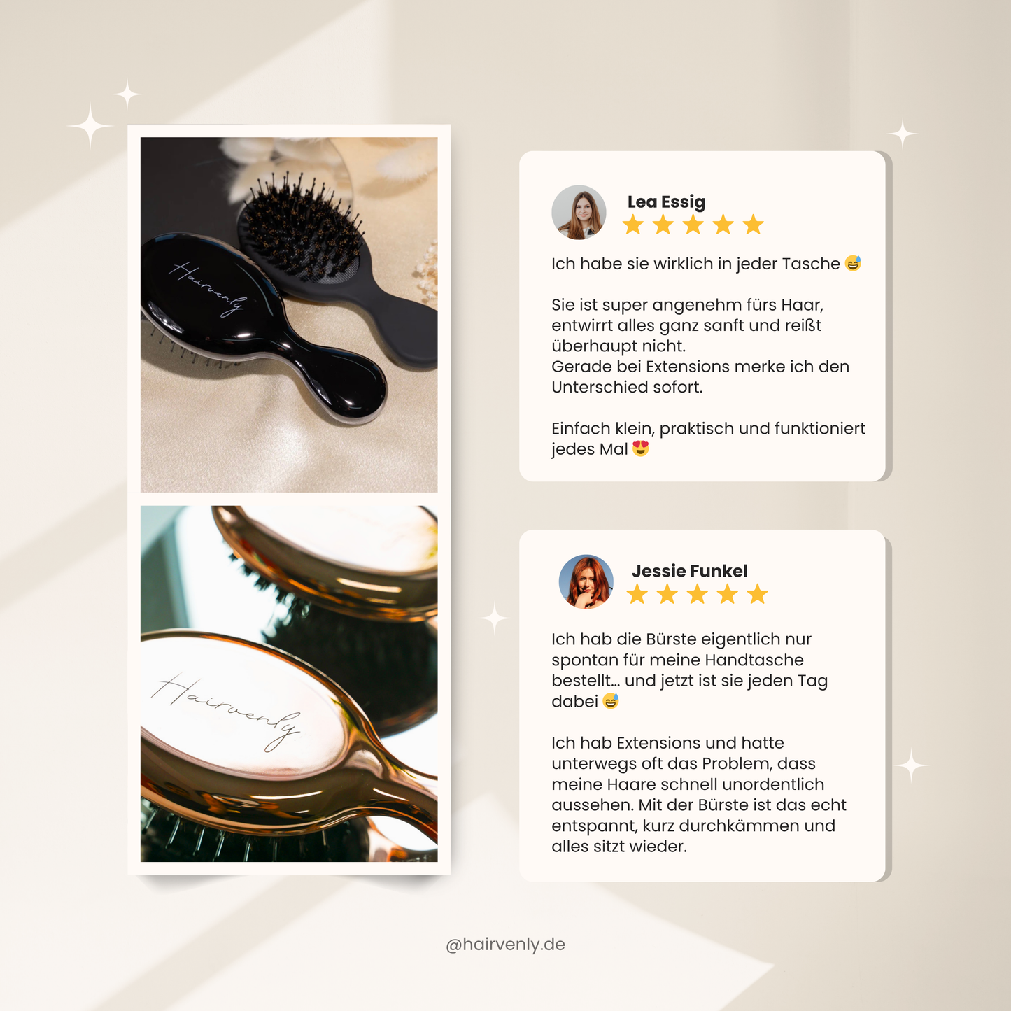 Mini Extensions Bürste für unterwegs Schwarz– kompakt, schonend & Anti Frizz