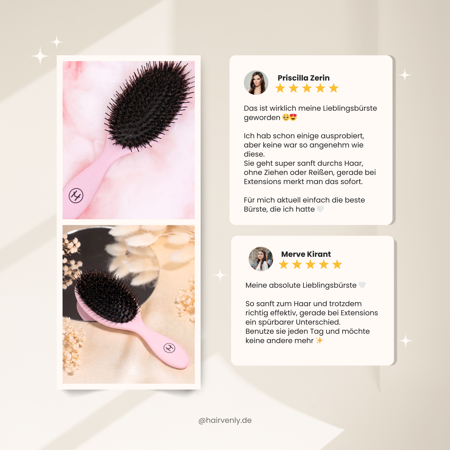 Extensions Bürste Rosa für Haarverlängerung – Anti Frizz & entwirrend