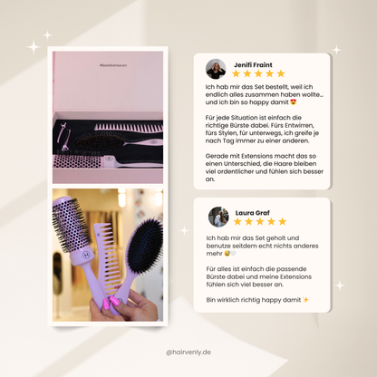 Bürsten Set für Extensions – entwirrend, Anti Frizz & schonend