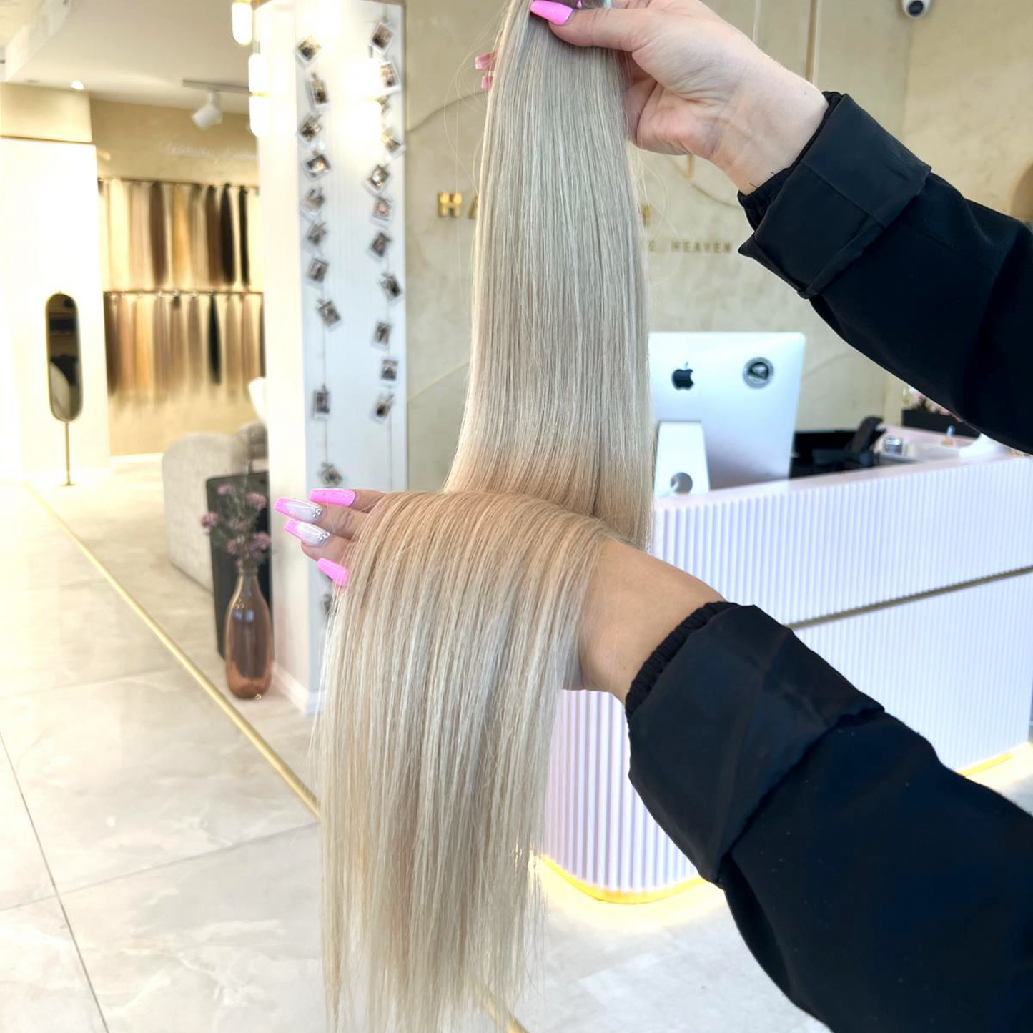 #SNOWY GENIUS WEFT RUSSISCHES GLATTES HAAR  60CM ♡