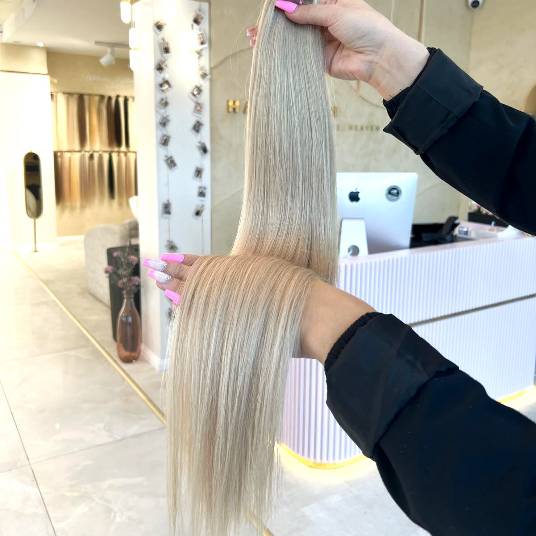#SNOWY GENIUS WEFT RUSSISCHES GLATTES HAAR  60CM ♡