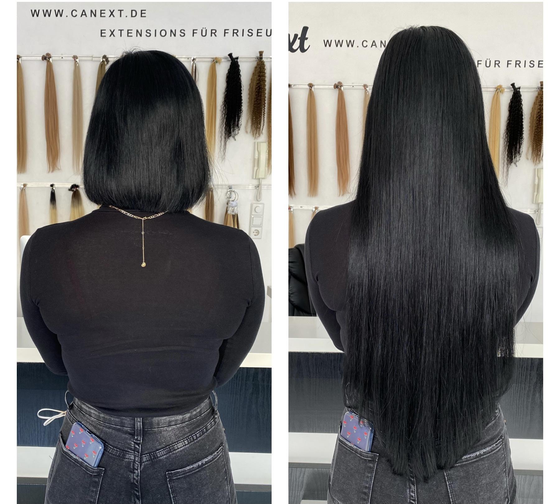 #1A SCHWARZ  US WELLIGE KERATIN BONDINGS SCHWARZE 65CM ♡