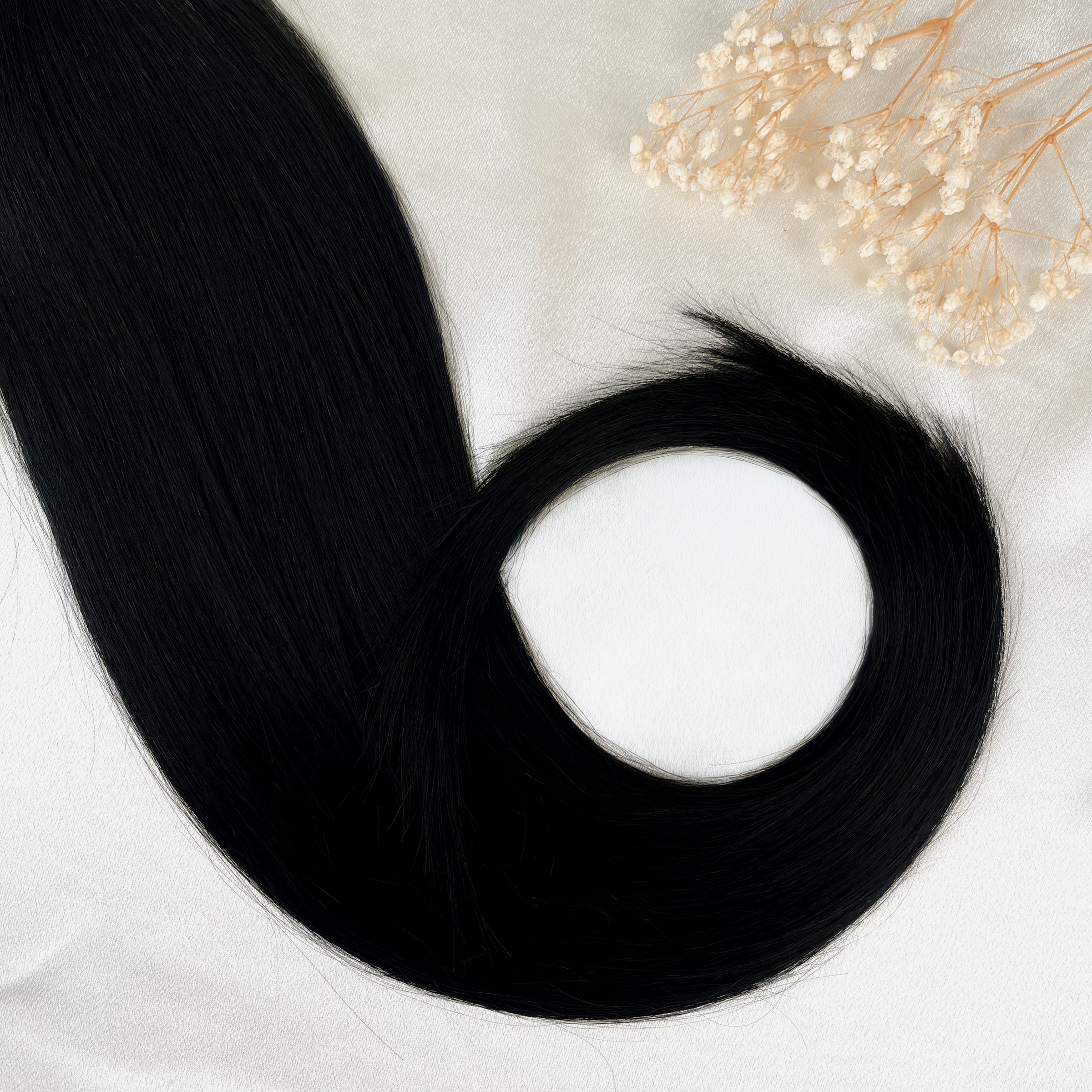 Ebony | Russische Echthaar Tressen – Invisible (Butterfly), glatt