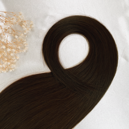Espresso Brown | Echthaar Tressen – Invisible Butterfly, glatt (RU)