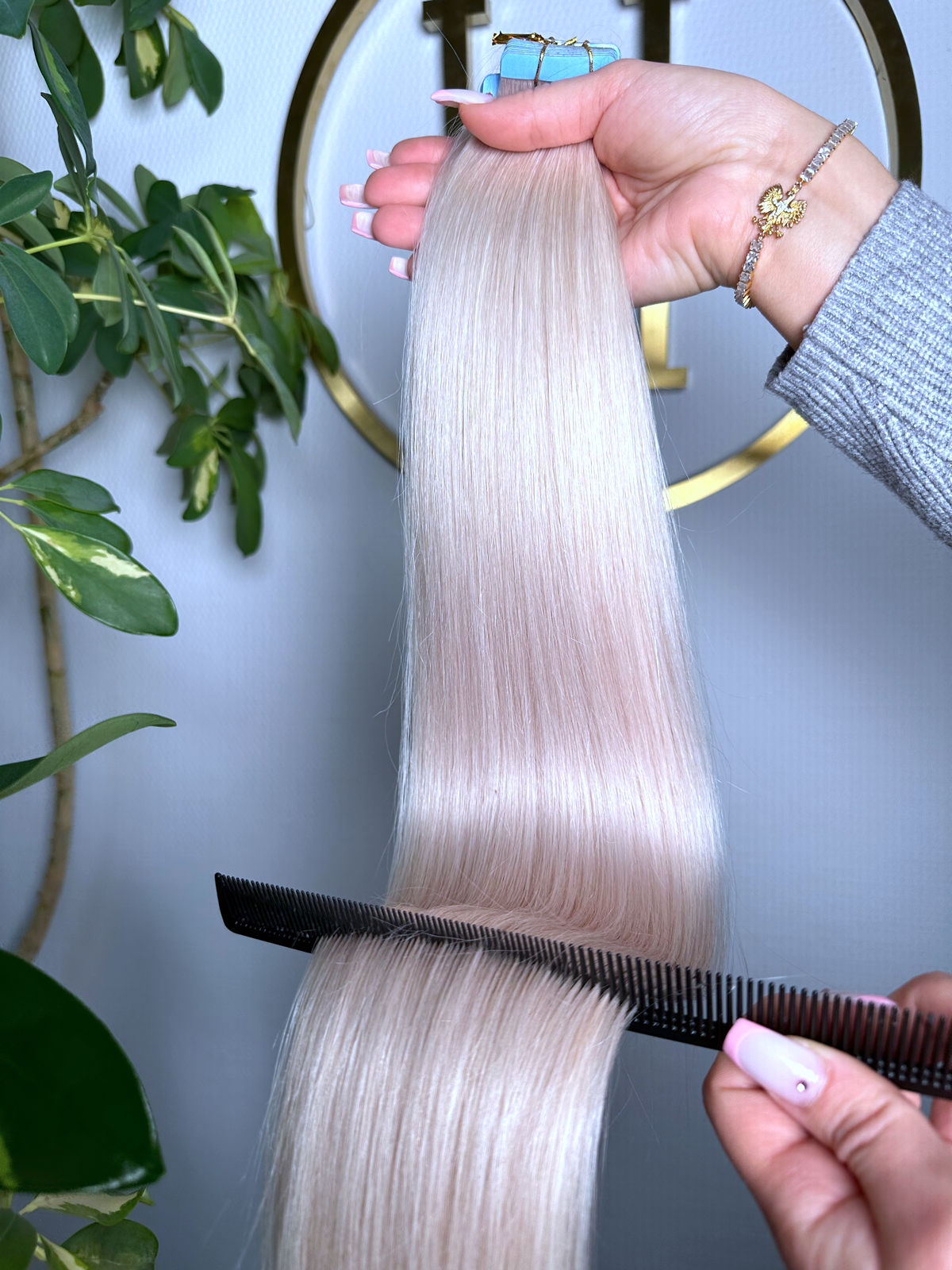 #PEARL WHITE WEIßBLONDE US WELLIGE TAPE EXTENSIONS 65CM ♡