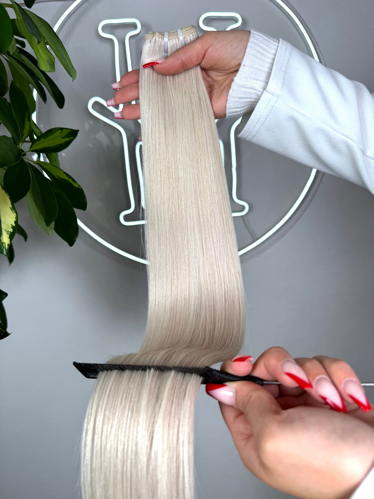 #PEARL WHITE WEIßBLOND US WELLIGE TRESSEN CLASSIC ECHTHAAR  65CM ♡
