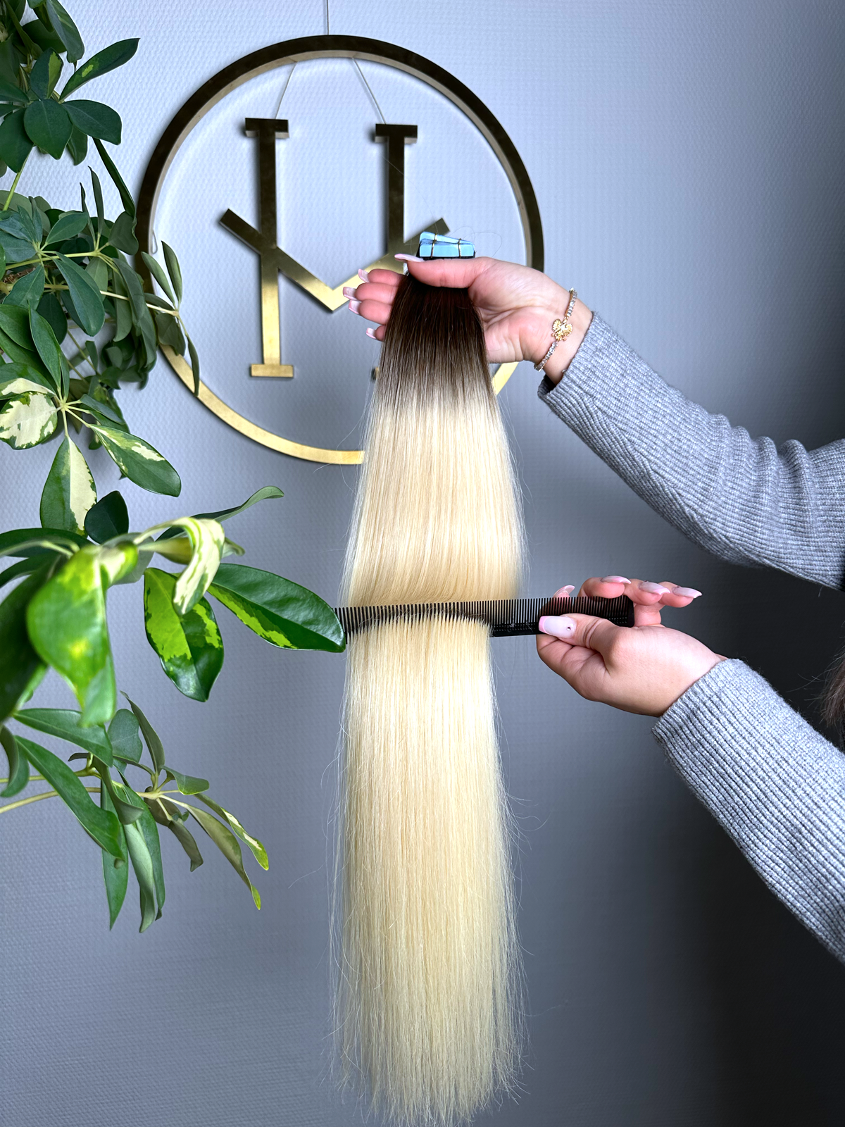 #2T613 PLATINBLOND OMBRÉ TAPE EXTENSIONS 45CM ♡