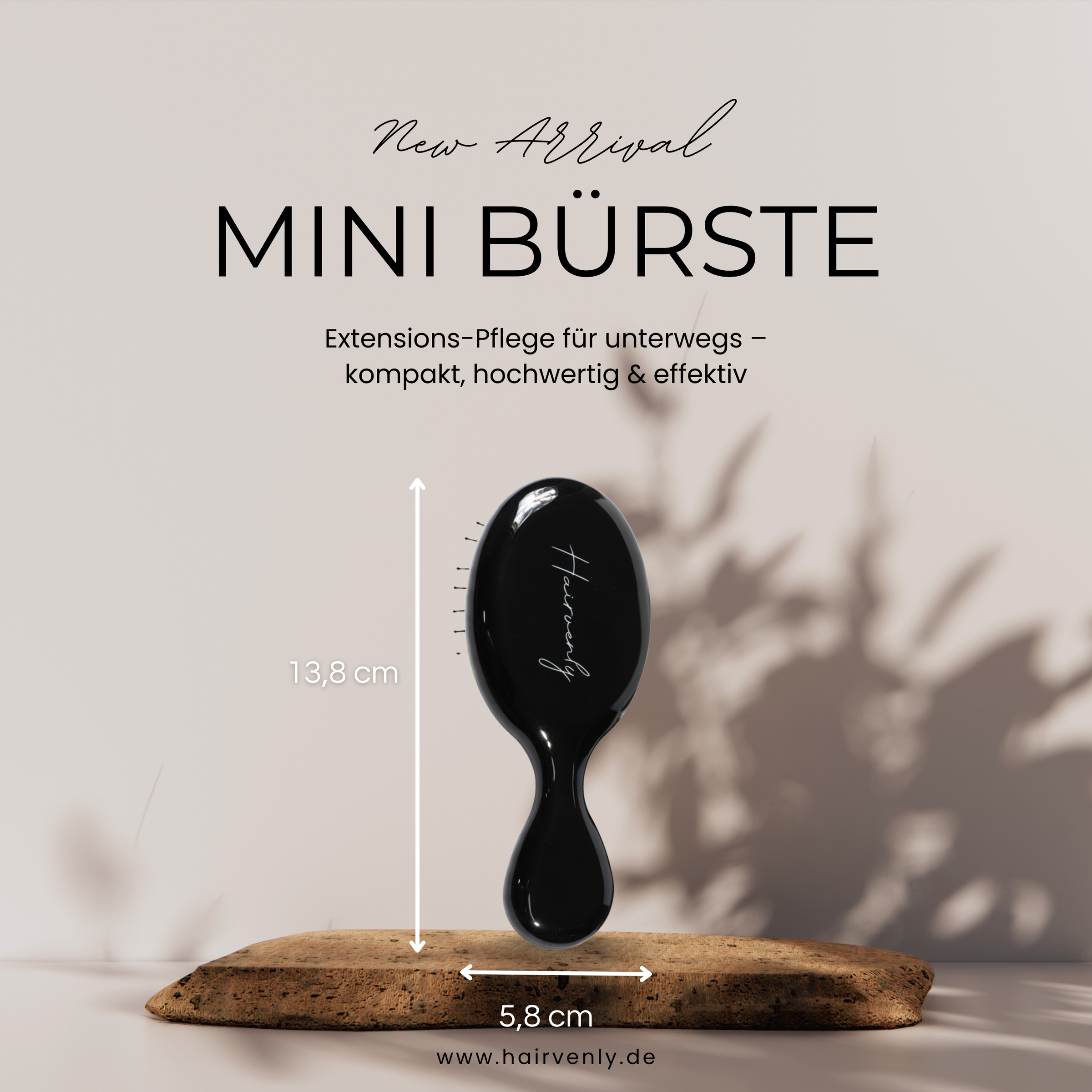 Mini Extensions Bürste für unterwegs Schwarz– kompakt, schonend & Anti Frizz