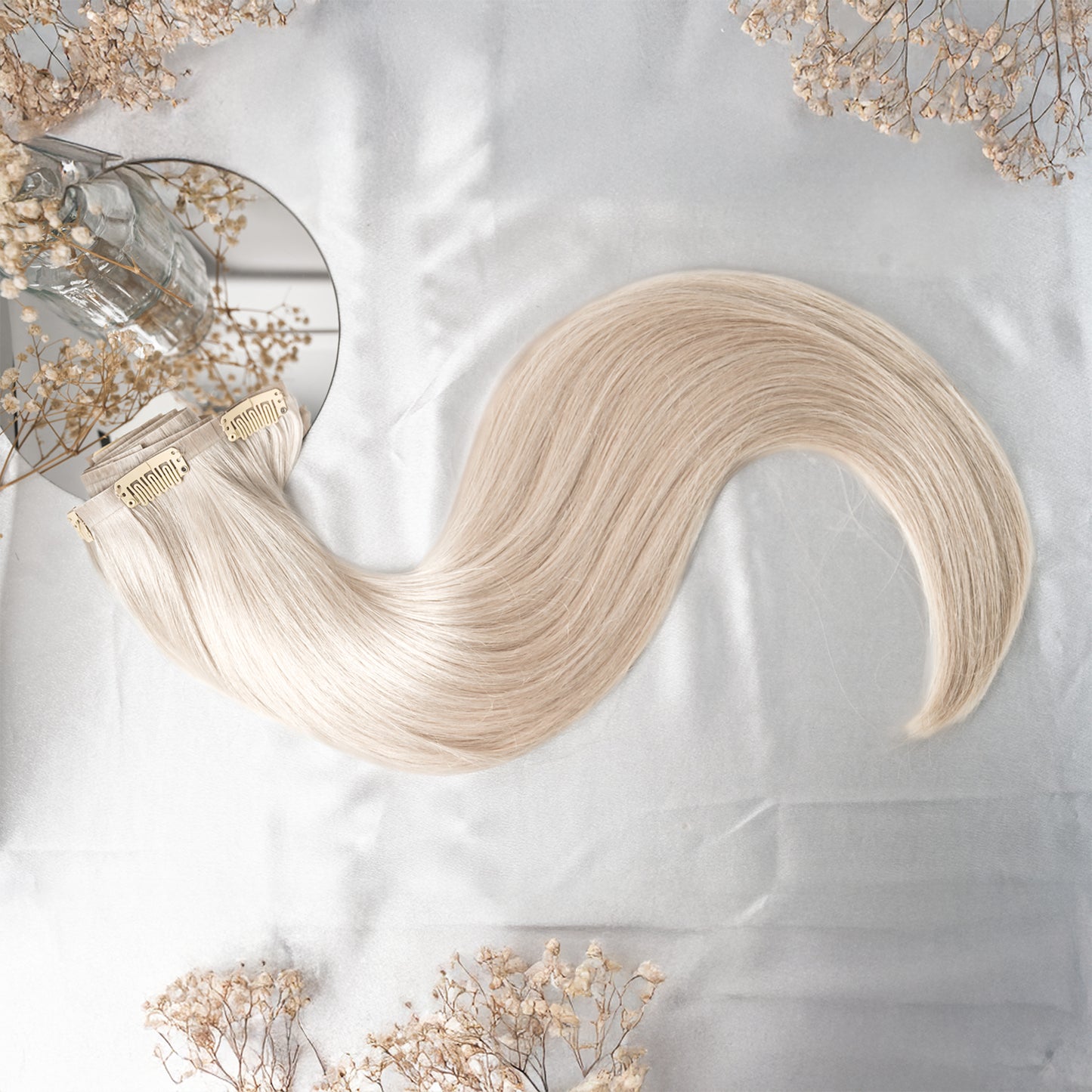 #PEARL WHITE - INVISIBLE CLIP EXTENSIONS ♡