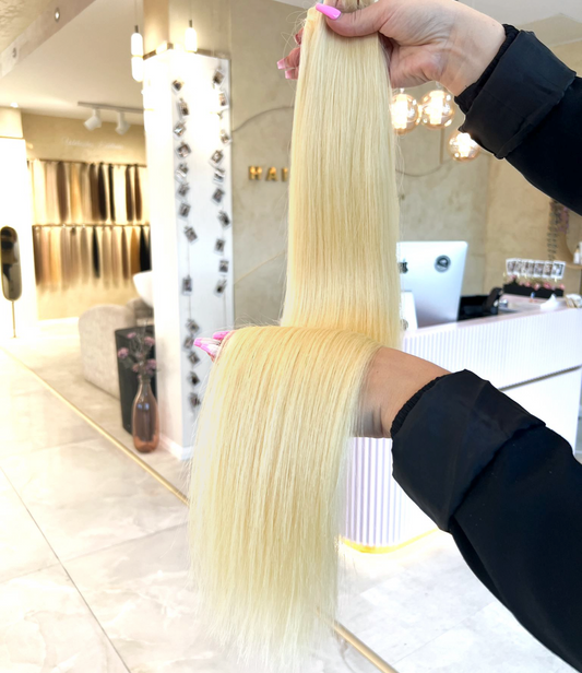 Platin | Echthaar Tressen – Invisible Butterfly, glatt (RU)