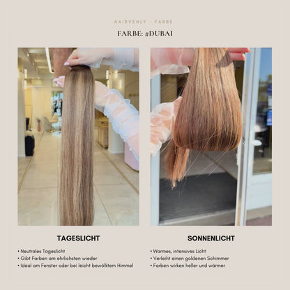 #Dubai | Dunkelbraun mit Karamell-Balayage | Echthaar | Invisible Butterfly Tressen I RU Glatt ♡