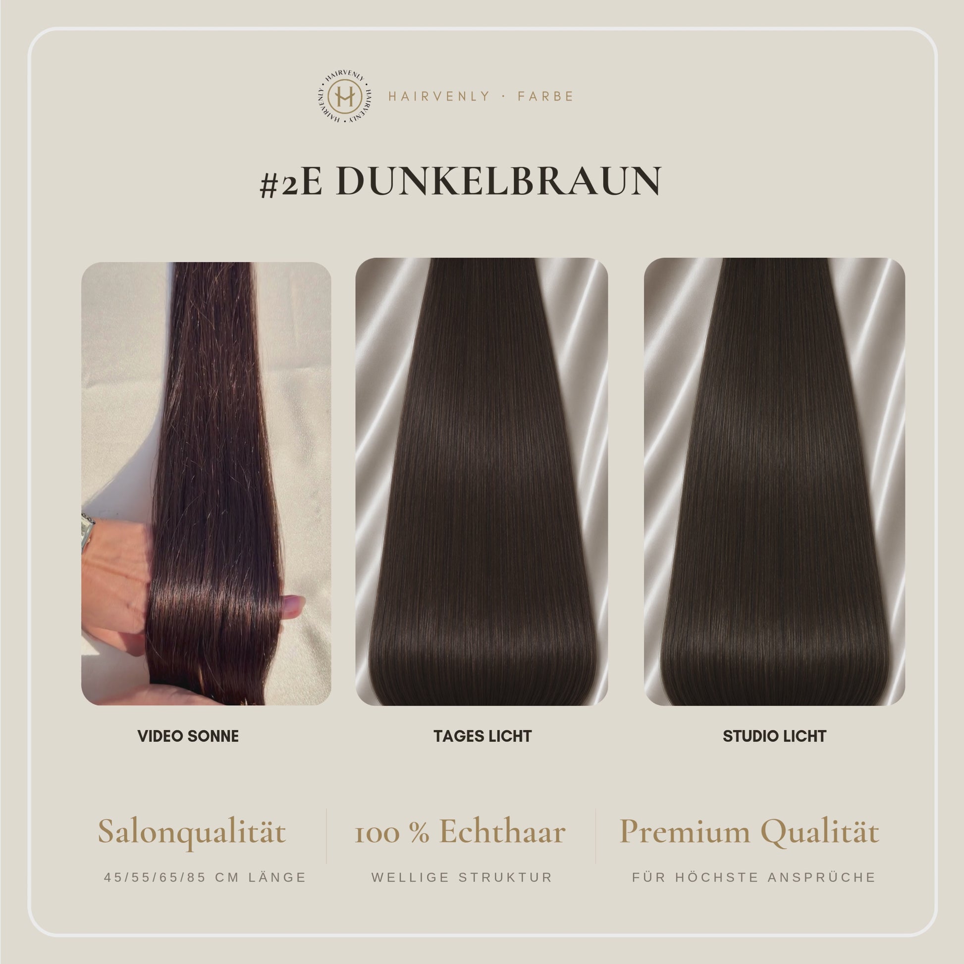 #2E Dunkelbraun | Echthaar Tape Extensions 55 cm | US Wellig ♡