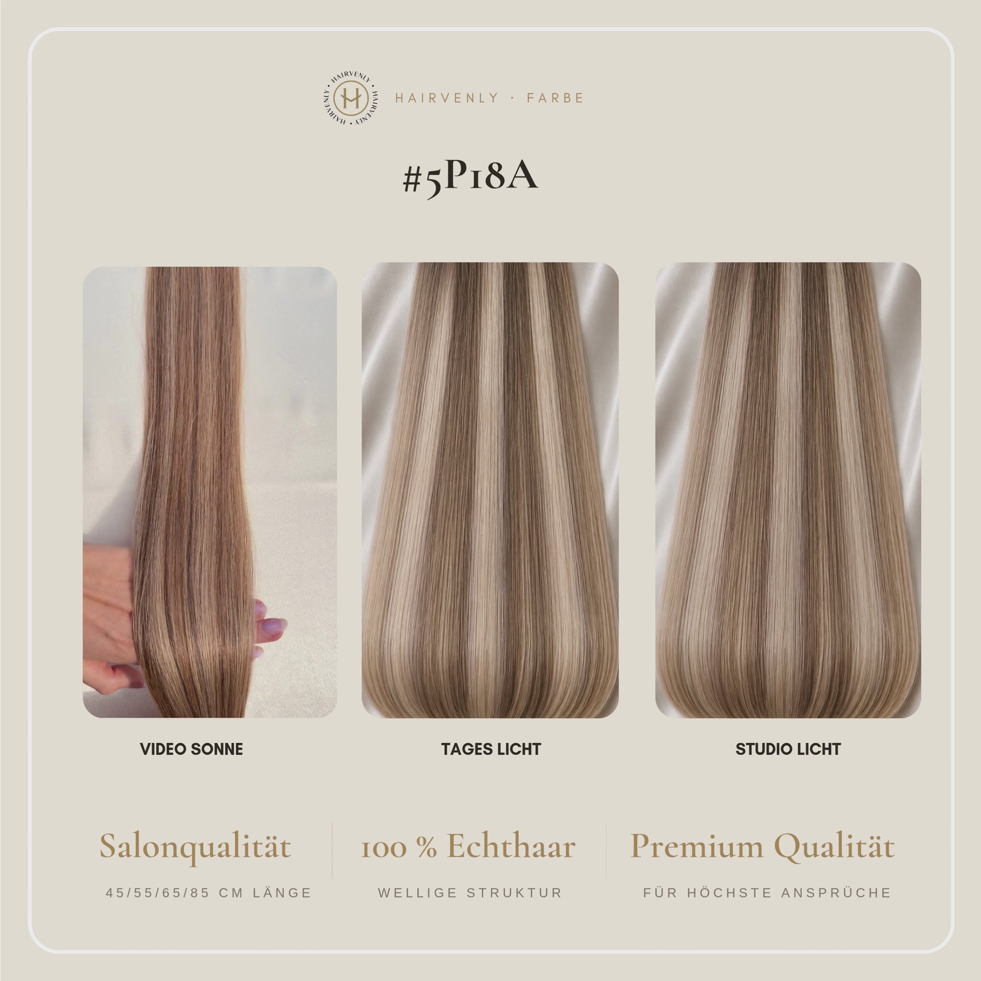 #5P18A Aschig Gesträhnt | Echthaar Tape Extensions 55 cm | US Wellig ♡