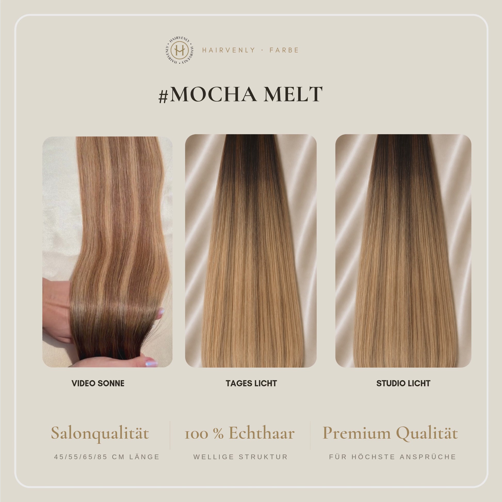 #MochaMelt Balayage Braun | Echthaar Tape Extensions 55 cm | US Wellig ♡
