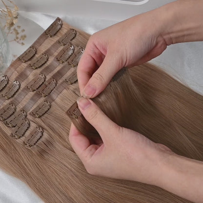 #AUTUMN - INVISIBLE CLIP EXTENSIONS - MITTELBRAUN ♡