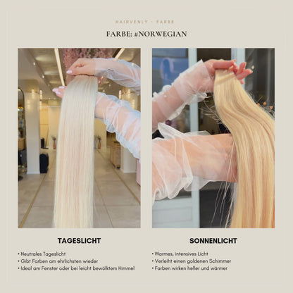 #Norvegian Kühles Blond | Echthaar Classic Weft Tressen | RU Glatt ♡