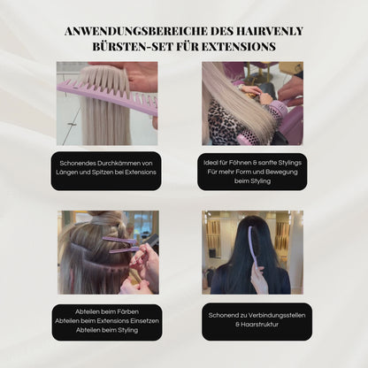Bürsten Set für Extensions – entwirrend, Anti Frizz & schonend