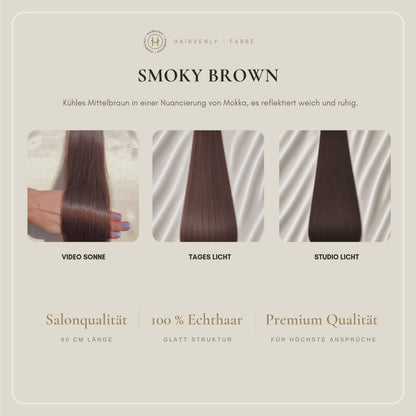 #SMOKY BROWN - KÜHLES MITTELBRAUN STANDARD RUSSISCHE TAPE EXTENSIONS GLATT ♡