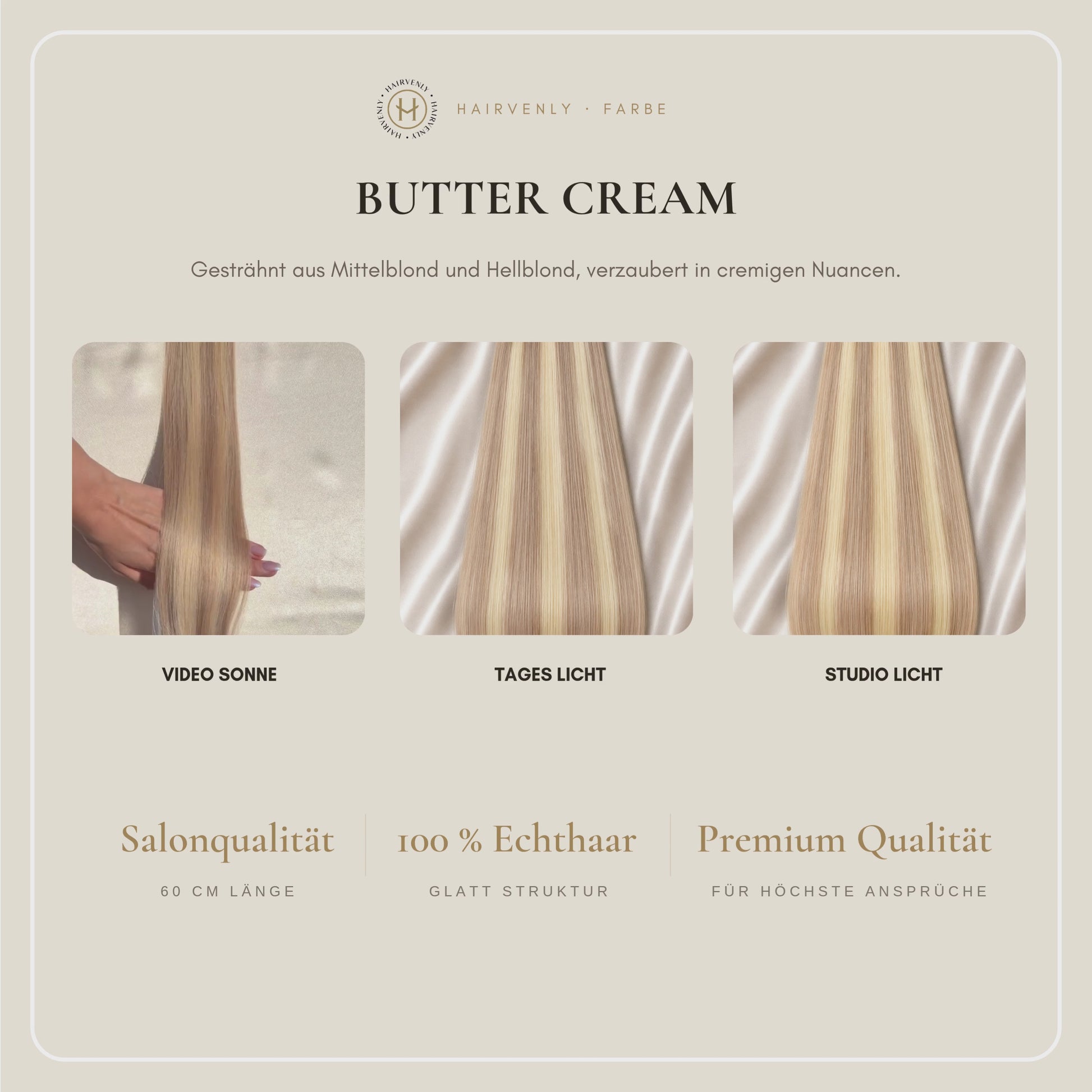 #BUTTER CREAM STANDARD RUSSISCHE TAPE EXTENSIONS GLATT ♡