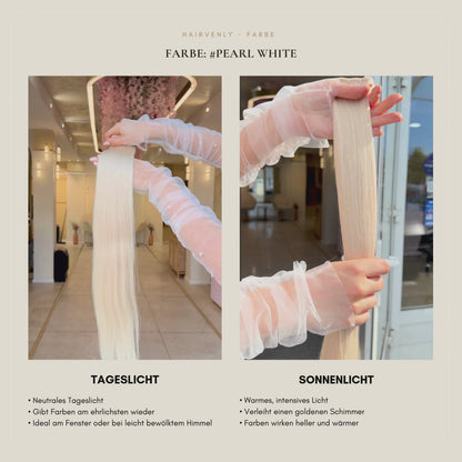 #Pearl White I Eisblond I Echthaar I Invisible Butterfly Tressen I RU Glatt ♡