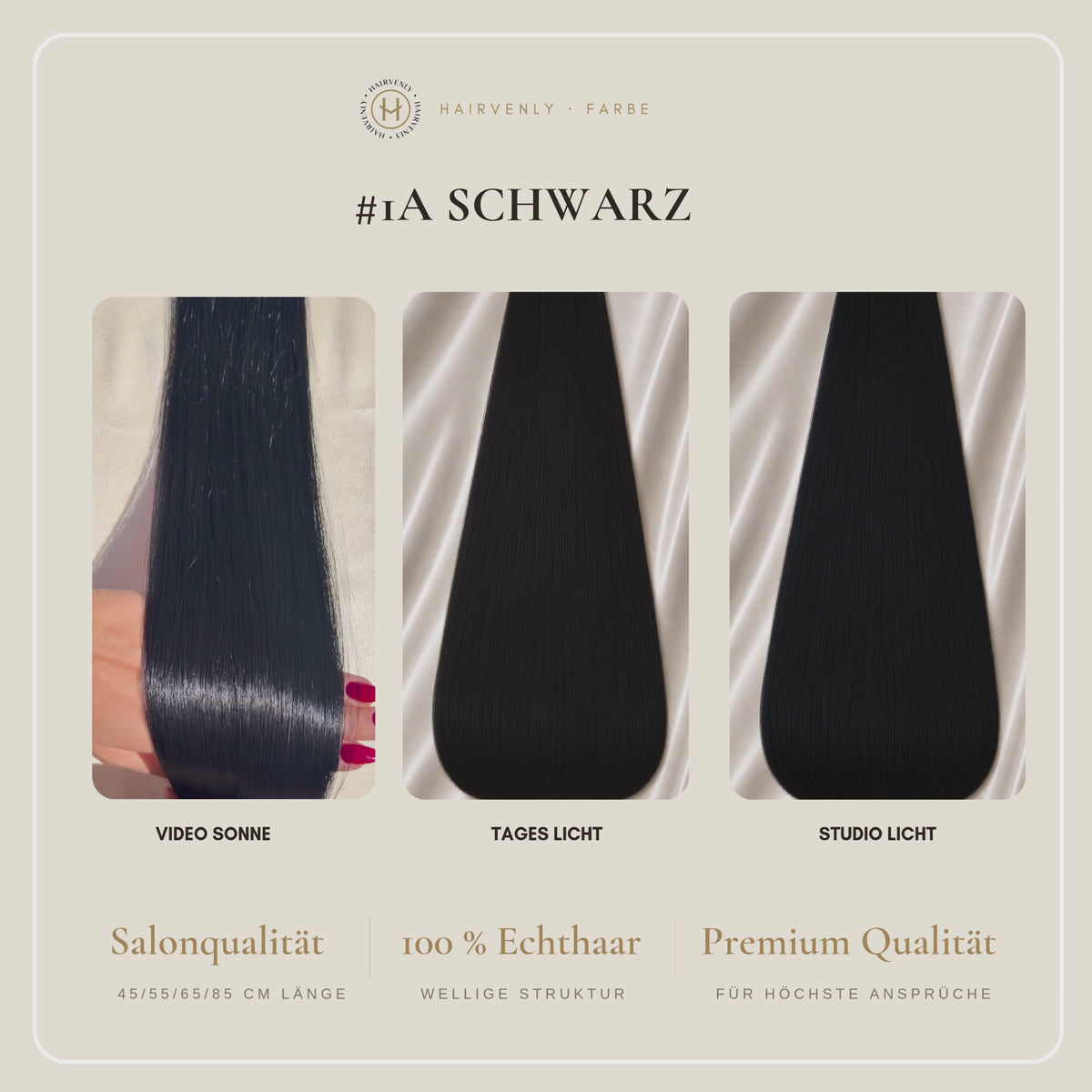 #1A Tiefschwarz | Echthaar Invisible Tapes 65 cm | US Wellig ♡