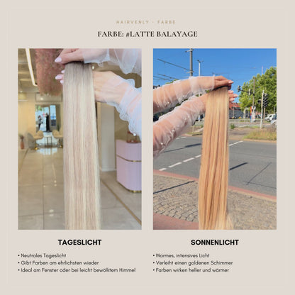 #Latte Balayage | Echthaar Mini Tape Extensions | RU Glatt ♡