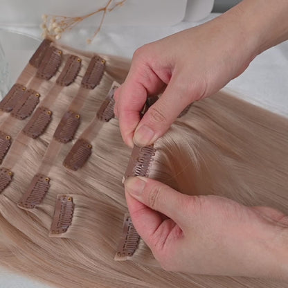 #DIRTY BLOND - INVISIBLE CLIP EXTENSIONS - DUNKELBLOND GOLD ♡