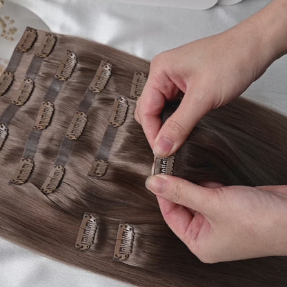 #BITTER CACAO - INVISIBLE CLIP EXTENSIONS- DUNKELBRAUN ♡