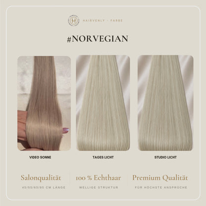 #Norvegian Kühles Blond | Echthaar Tape Extensions 45 cm | US Wellig ♡