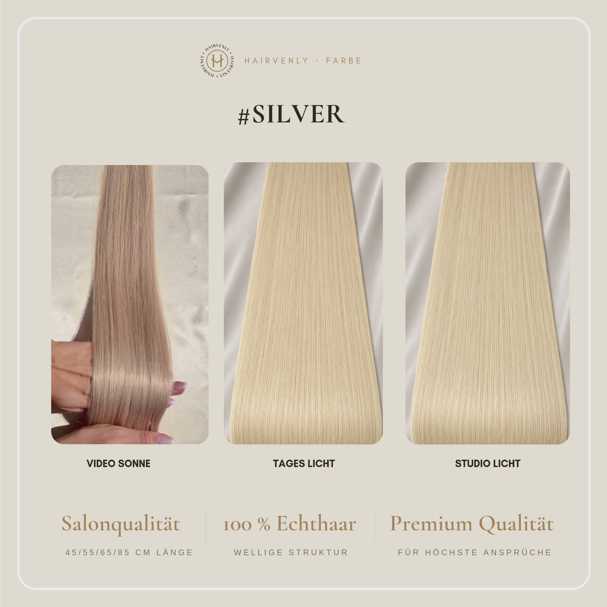 #Silver Aschblond | Echthaar Tape Extensions 65 cm | US Wellig ♡