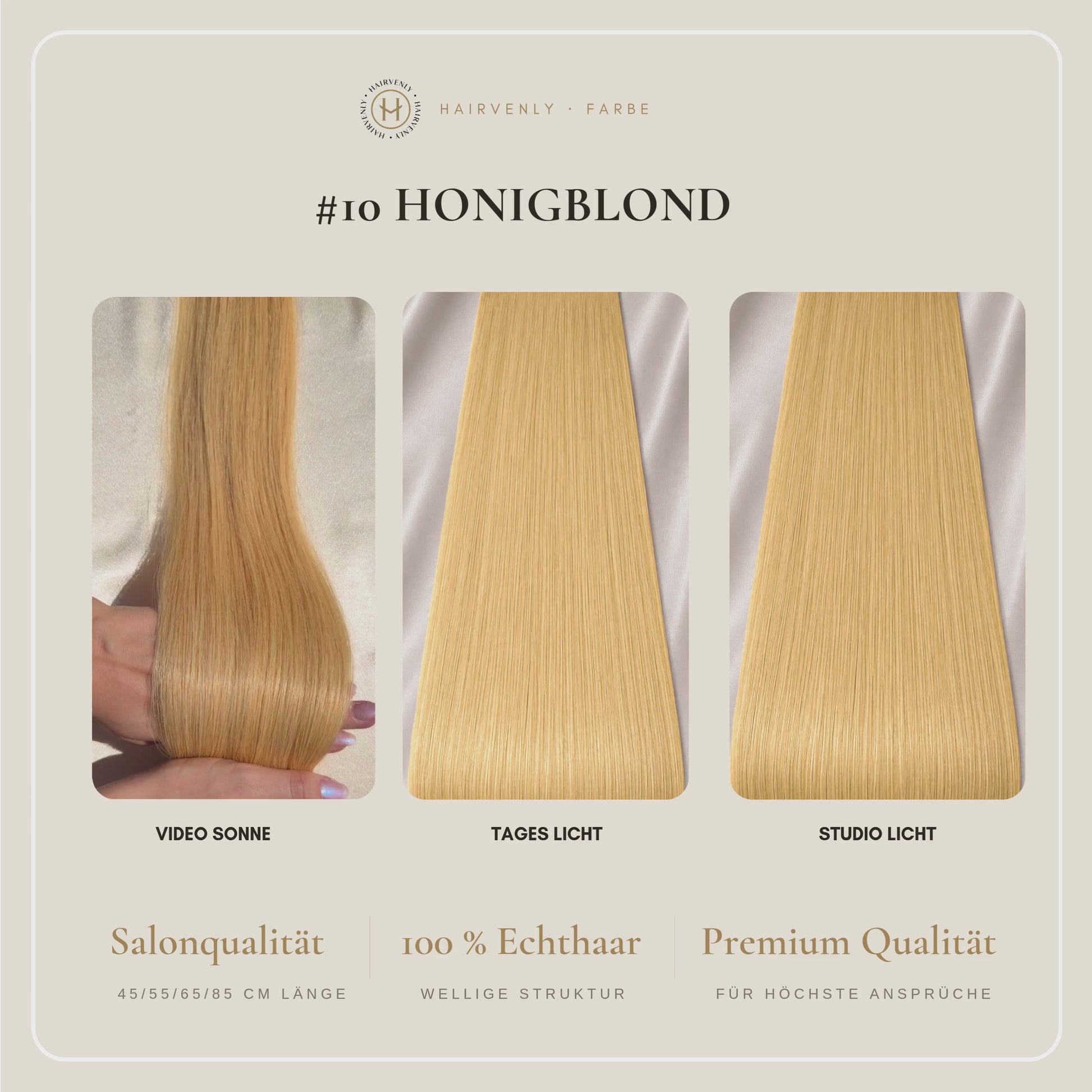 #10 Honigblond | Echthaar Tape Extensions 65 cm | US Wellig ♡